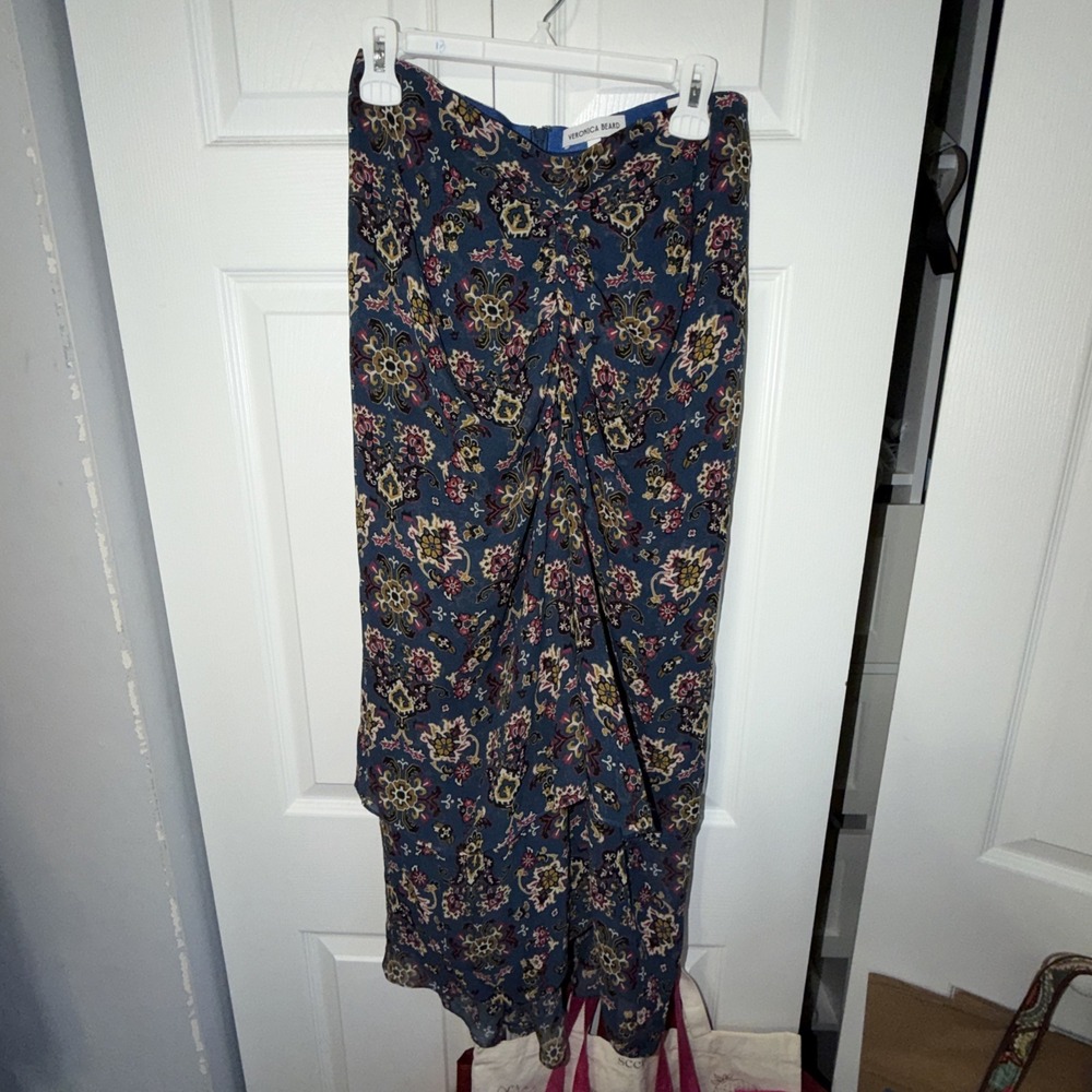Veronica Beard 100% Silk Sira Skirt Size 6 Printed Silk Chiffon Multi High/low - Picture 4 of 6